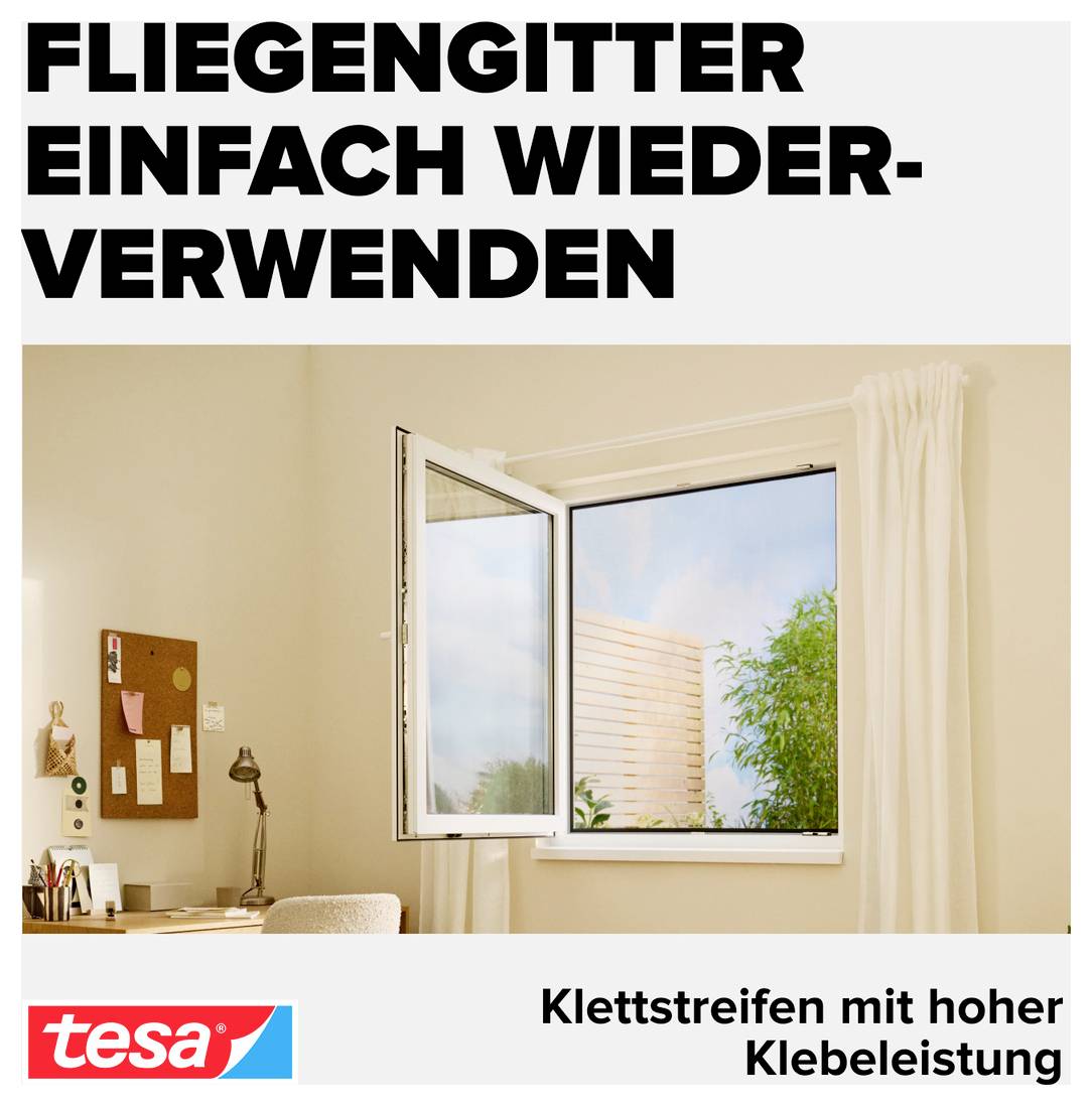 TESA 55387-20 Insect Stop Comfort Ersatzklettband Passend für Marke (Tiervertreiber) Tesa Fliegengitter 5.6m