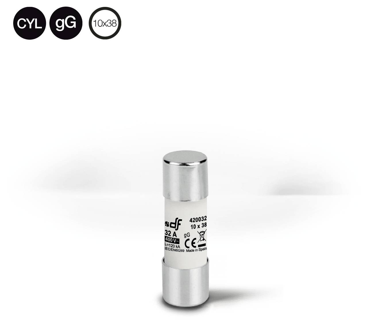 df Electric 420010 420010 Feinsicherung (Ø x L) 10.3mm x 38mm 10A 500V Flink -F- Inhalt