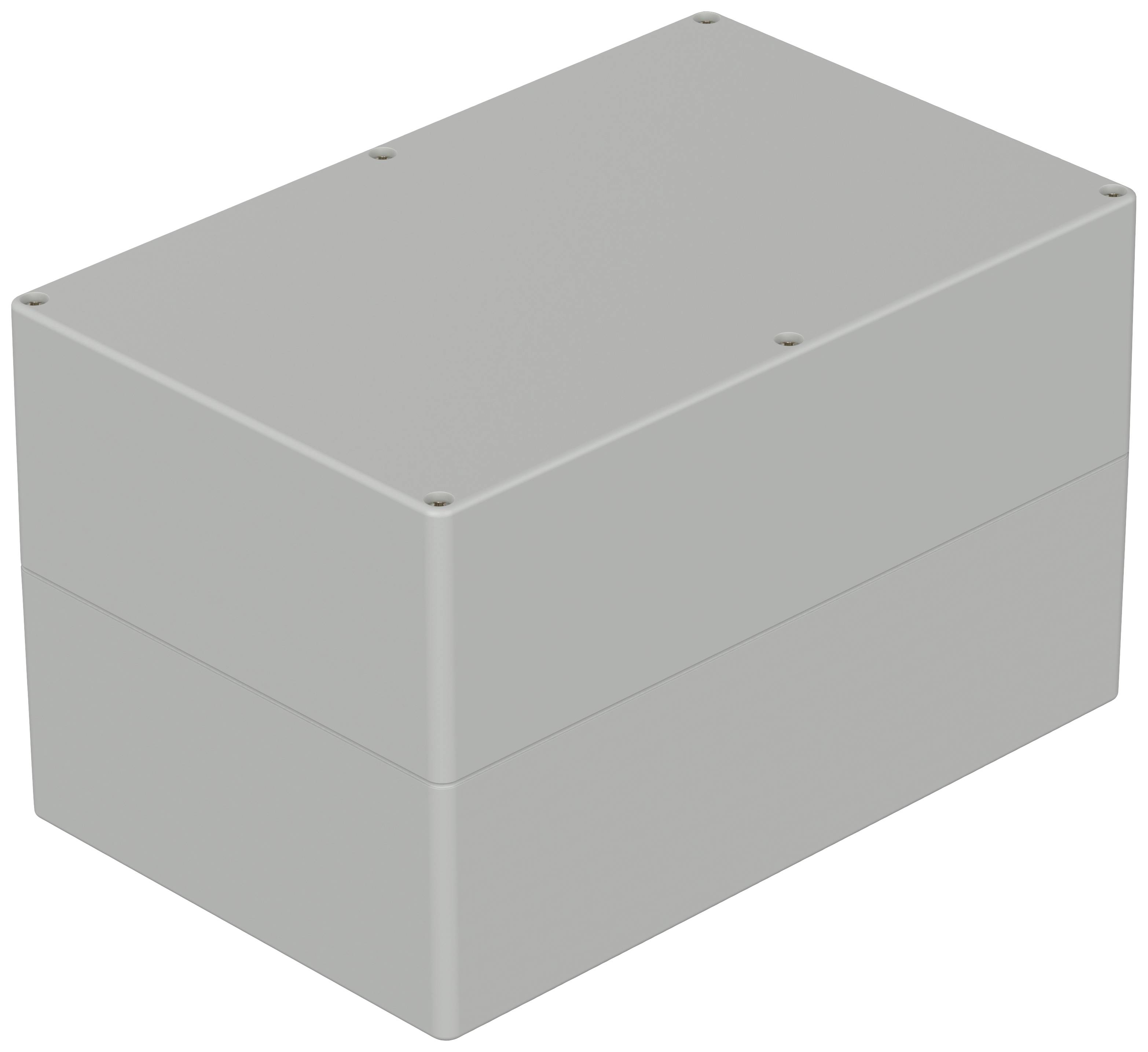 Eine schlichte, rechteckige Kunststoffbox mit abnehmbarem Deckel, geeignet zur Aufbewahrung von elektronischen Bauteilen.
