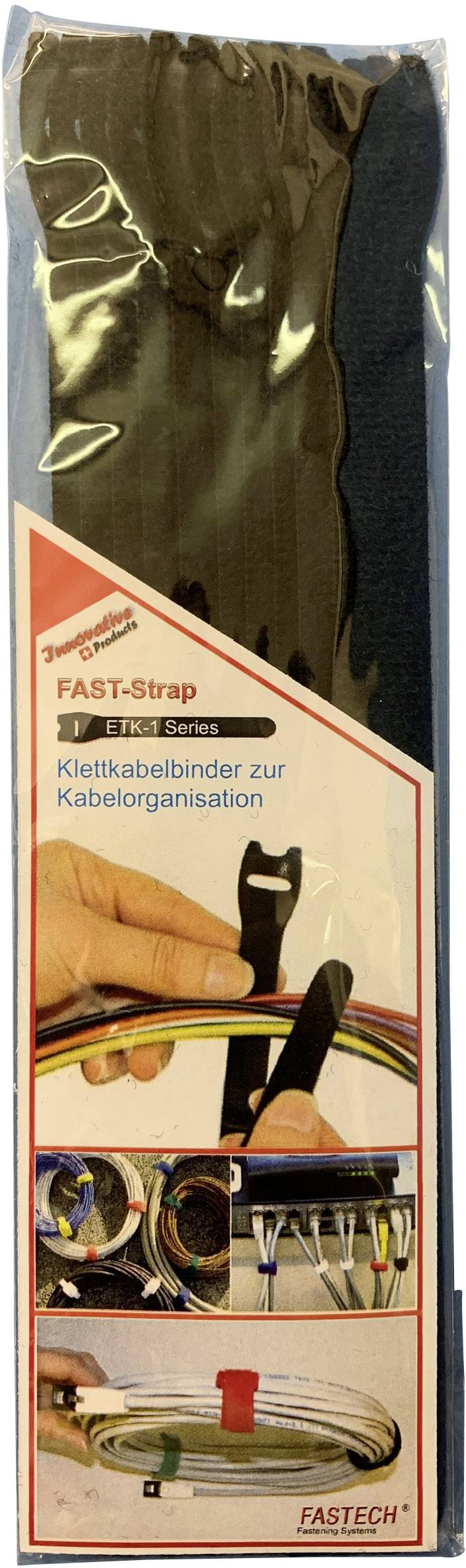 FASTECH® E1-2-330-B10 Klettkabelbinder zum Bündeln Haft- und Flauschteil (L x B) 200 mm x 13 mm Schwarz 10 St.