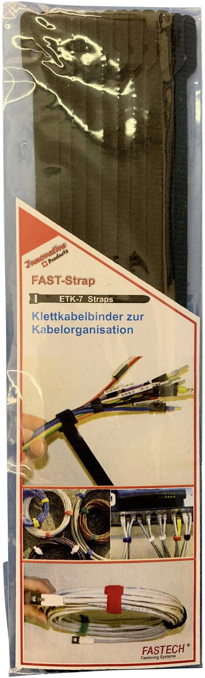 FASTECH® E7-2-330-B10 Klettkabelbinder zum Bündeln Haft- und Flauschteil (L x B) 200 mm x 7 mm Schwarz 10 St.