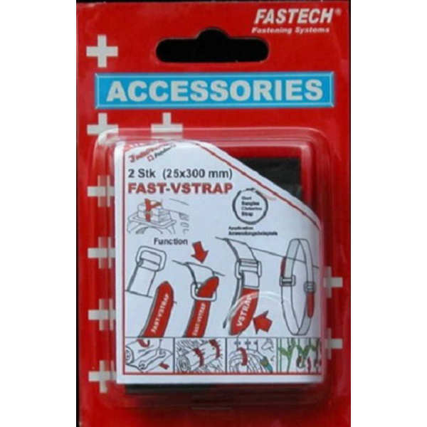 FASTECH® 688-330KC Klettband mit Gurt Haft- und Flauschteil (L x B) 300mm x 25mm Schwarz, Rot 2St.