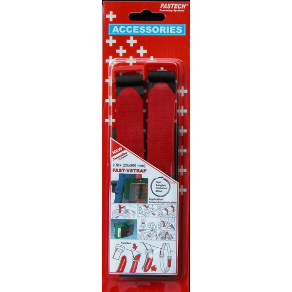FASTECH® 689-330C Klettband mit Gurt Haft- und Flauschteil (L x B) 900mm x 25mm Schwarz, Rot 2St.