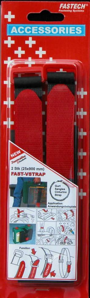FASTECH® 689-330C Klettband mit Gurt Haft- und Flauschteil (L x B) 900mm x 25mm Schwarz, Rot 2St.