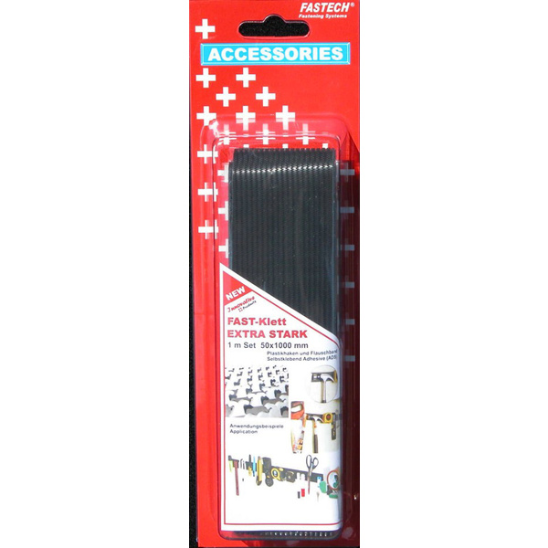 FASTECH® 730-330-1C Klettband zum Aufkleben Hotmelt Haft- und Flauschteil, extrastark (L x B) 1000 mm x 50 mm Schwarz 1 Paar
