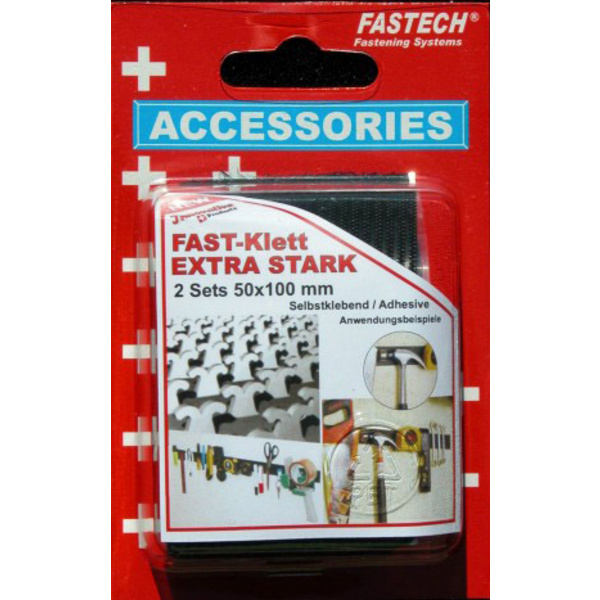 FASTECH® 730-330-2C Klettband zum Aufkleben Hotmelt Haft- und Flauschteil, extrastark (L x B) 100 mm x 50 mm Schwarz 2 Paar