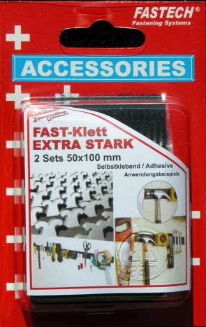 FASTECH® 730-330-2C Klettband zum Aufkleben Hotmelt Haft- und Flauschteil, extrastark (L x B) 100 mm x 50 mm Schwarz 2 Paar