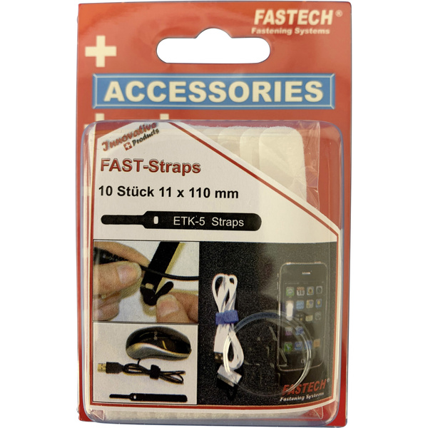FASTECH® 800-010C Klettkabelbinder zum Bündeln Haft- und Flauschteil (L x B) 110mm x 11mm Weiß 10St.