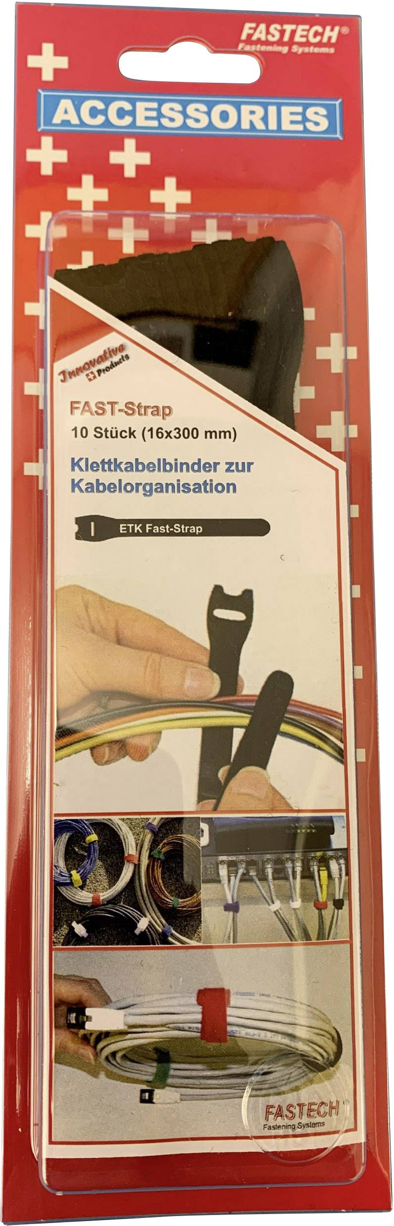 FASTECH® 803-330C Klettkabelbinder zum Bündeln Haft- und Flauschteil (L x B) 304 mm x 16 mm Schwarz 10 St.