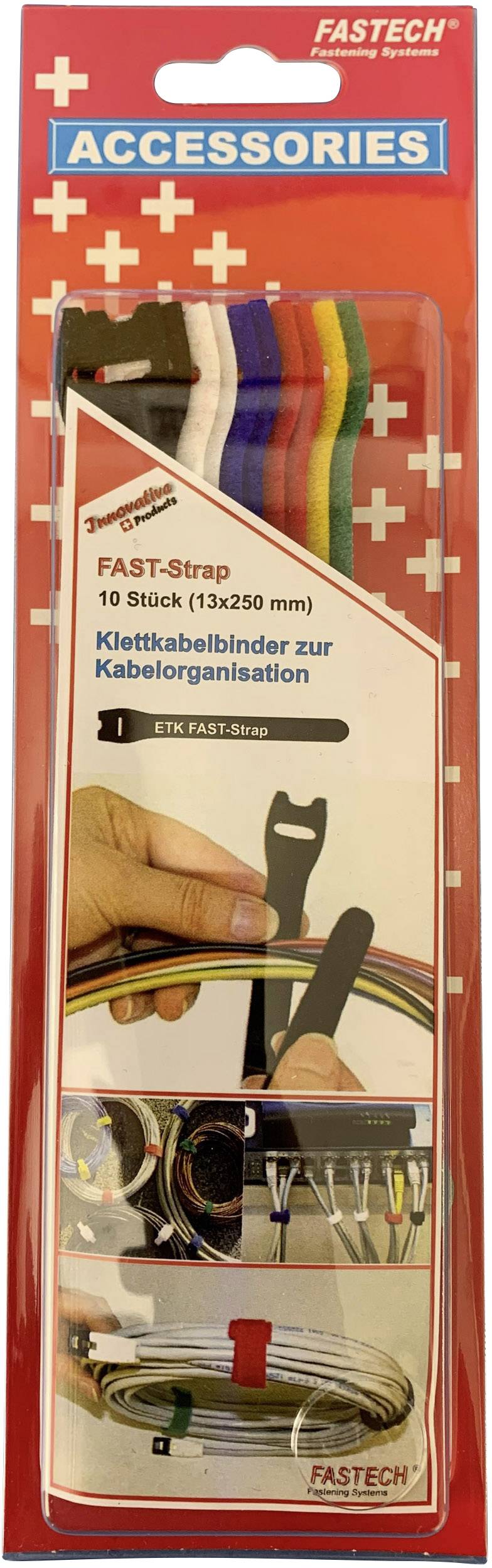 FASTECH® 804-06C Klettkabelbinder zum Bündeln Haft- und Flauschteil (L x B) 250mm x 13mm Bunt 10St.