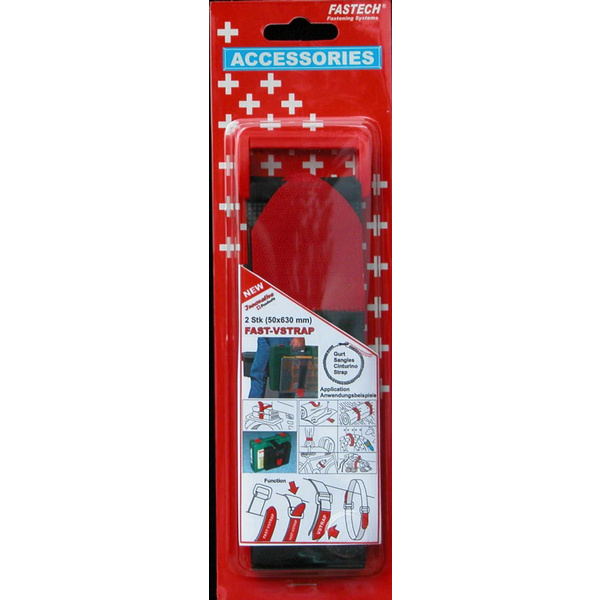 FASTECH® 906-330C Klettband mit Gurt Haft- und Flauschteil (L x B) 630mm x 50mm Schwarz, Rot 2St.