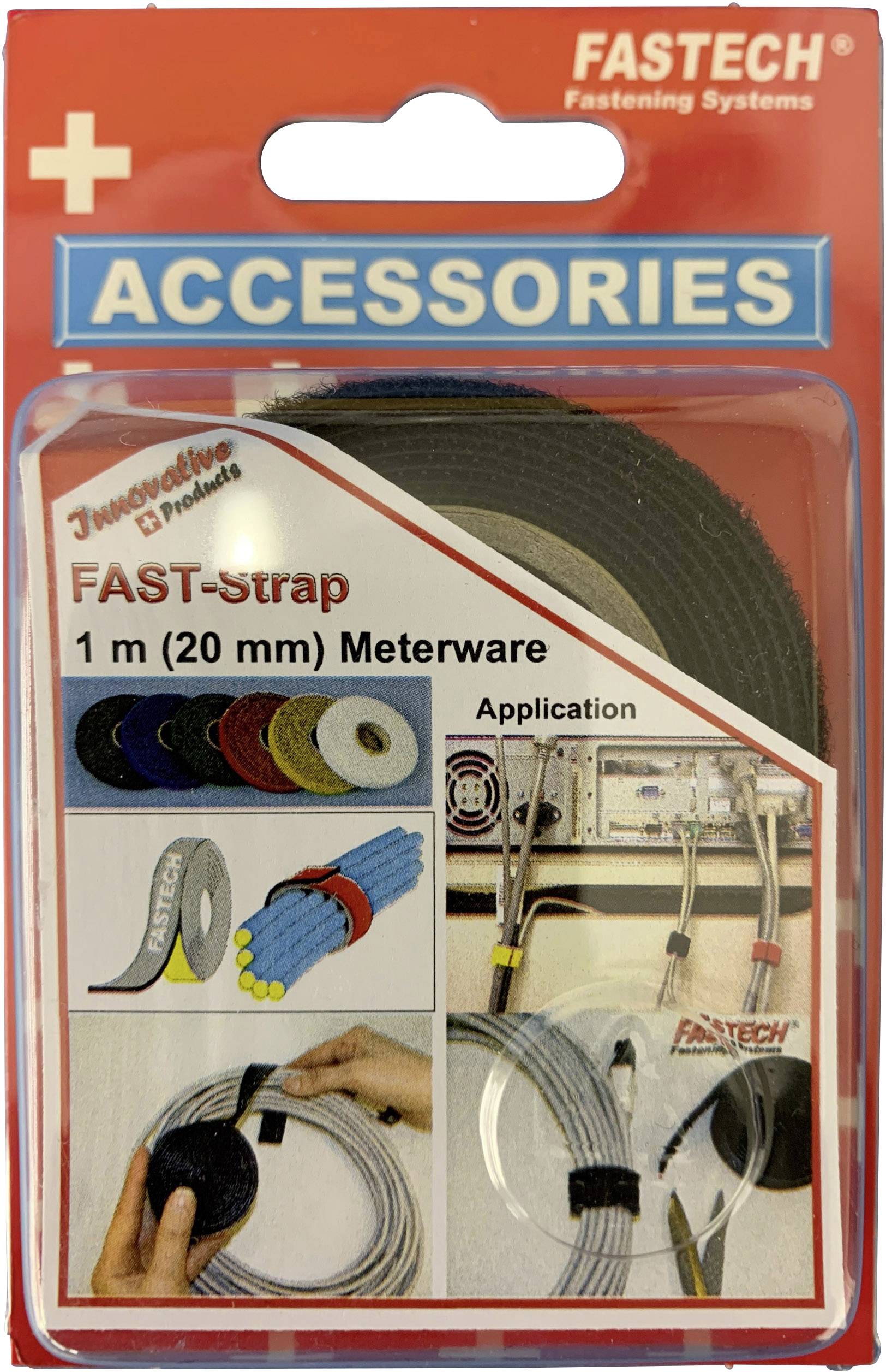 FASTECH® 910-330C Klettband zum Bündeln Haft- und Flauschteil (L x B) 1000mm x 20mm Schwarz 1m