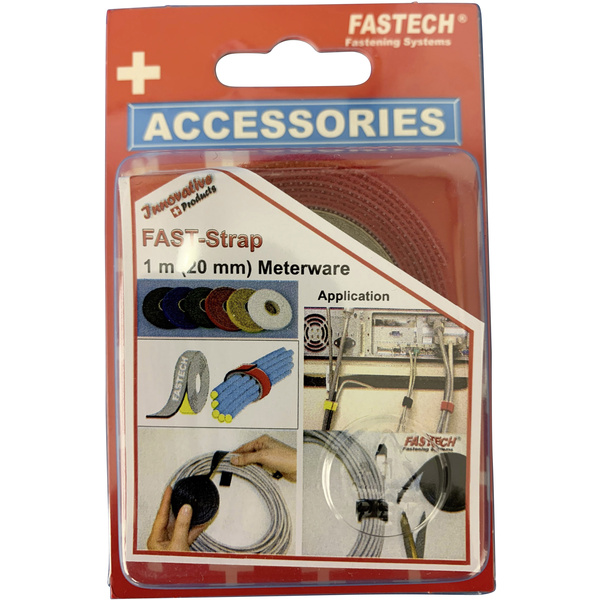 FASTECH® 910-530C Klettband zum Bündeln Haft- und Flauschteil (L x B) 1000mm x 20mm Rot 1m