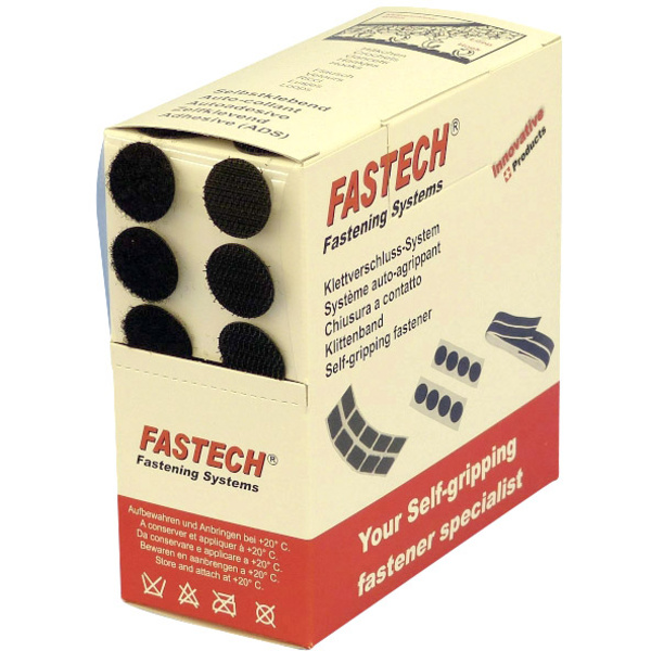 FASTECH® B20-COIN999905 Klettpunkte zum Aufkleben Hotmelt Haft- und Flauschteil (Ø) 20mm Schwarz 460 Teile
