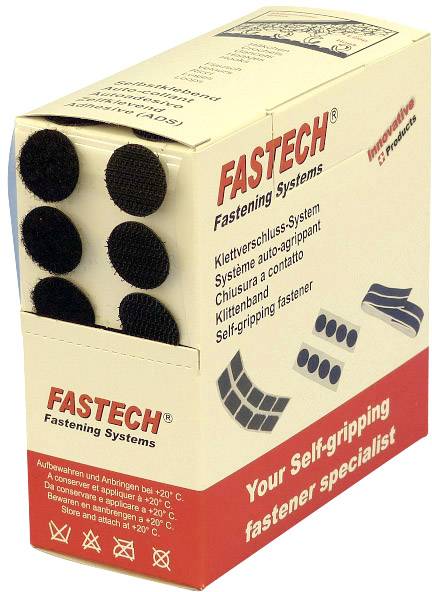 FASTECH® B20-COIN999905 Klettpunkte zum Aufkleben Hotmelt Haft- und Flauschteil (Ø) 20mm Schwarz 460 Teile