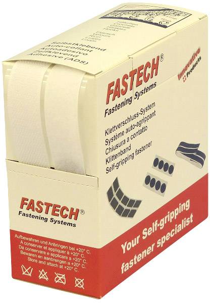 FASTECH® B20-SKL000005 Klettband zum Aufkleben Hotmelt Haft- und Flauschteil (L x B) 5000 mm x 20 mm Weiß 5 m