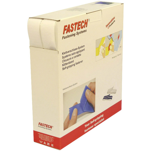 FASTECH® B30-SKL000025 Klettband zum Aufkleben Hotmelt Haft- und Flauschteil (L x B) 25000mm x 30mm Weiß 25m