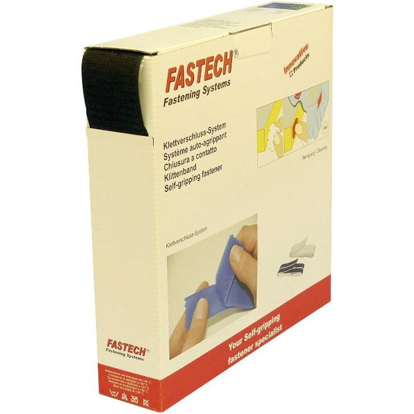 FASTECH® B50-SK-H-999925 Klettband zum Aufkleben Hotmelt Haftteil (L x B) 25000mm x 50mm Schwarz 25m