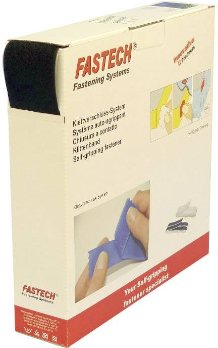 FASTECH® B50-SK-L-999925 Klettband zum Aufkleben Hotmelt Flauschteil (L x B) 25000 mm x 50 mm Schwarz 25 m