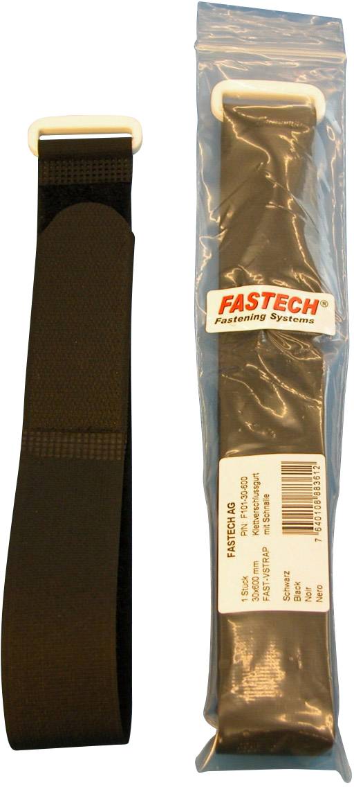 FASTECH® F101-30-600 Klettband mit Gurt Haft- und Flauschteil (L x B) 600mm x 30mm Schwarz 1St.