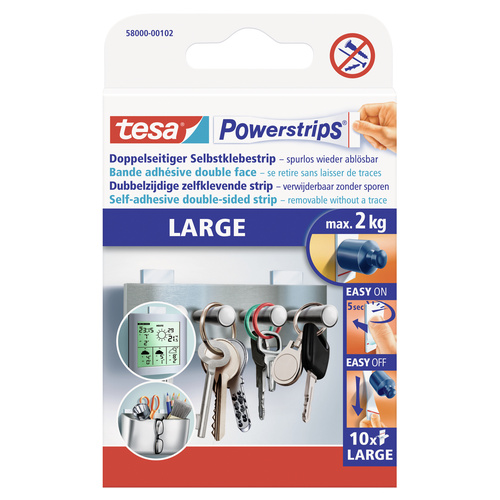 TESA POWERSTRIPS® Large Doppelseitiger Klebestreifen Weiß Inhalt: 10St.