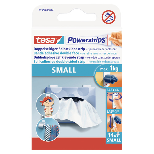 TESA POWERSTRIPS® Small Doppelseitiger Klebestreifen Weiß Inhalt: 14St.