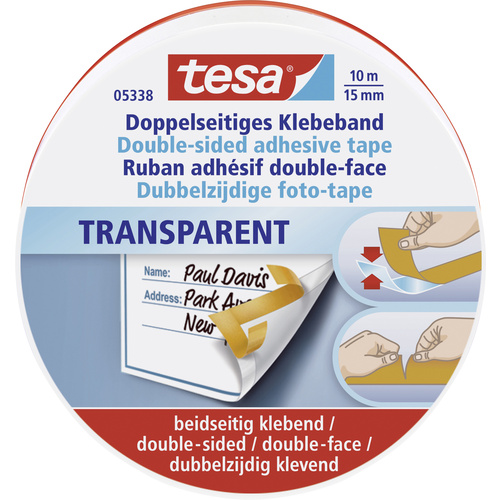 TESA 05338-00000-01 Doppelseitiges Klebeband Transparent (L x B) 10 m x 15 mm 1 St.