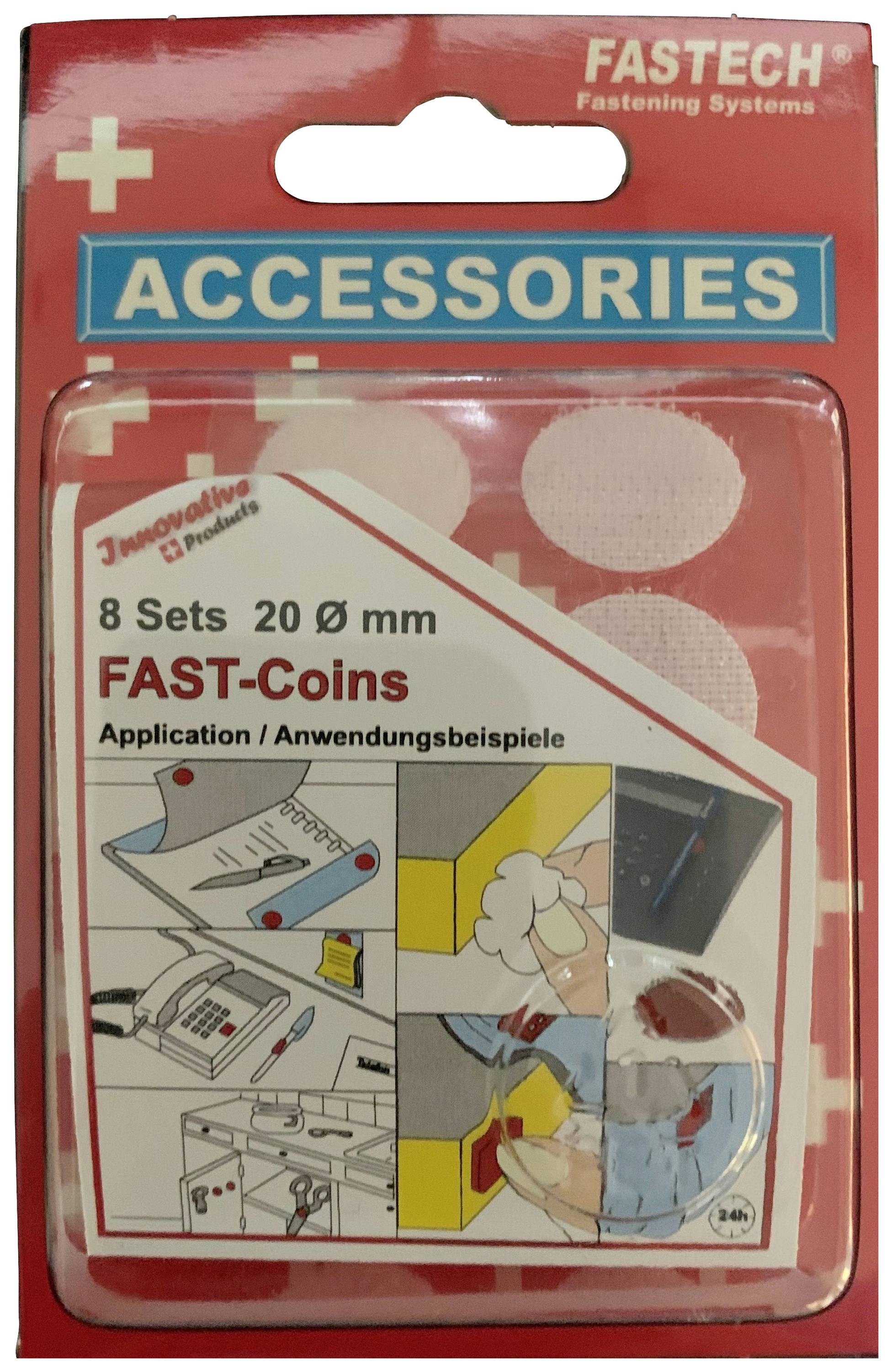 FASTECH® 685-010 Klettpunkte zum Aufkleben Hotmelt Haft- und Flauschteil (Ø) 20mm Weiß 8 Paar