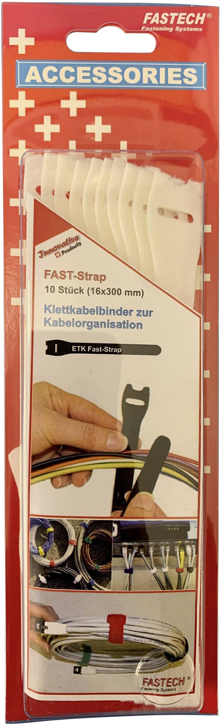 FASTECH® 803-010 Klettkabelbinder zum Bündeln Haft- und Flauschteil (L x B) 300 mm x 16 mm Weiß 10 St.