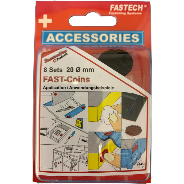 FASTECH® 685-330 Klettpunkte zum Aufkleben Hotmelt Haft- und Flauschteil (Ø) 20 mm Schwarz 8 Paar