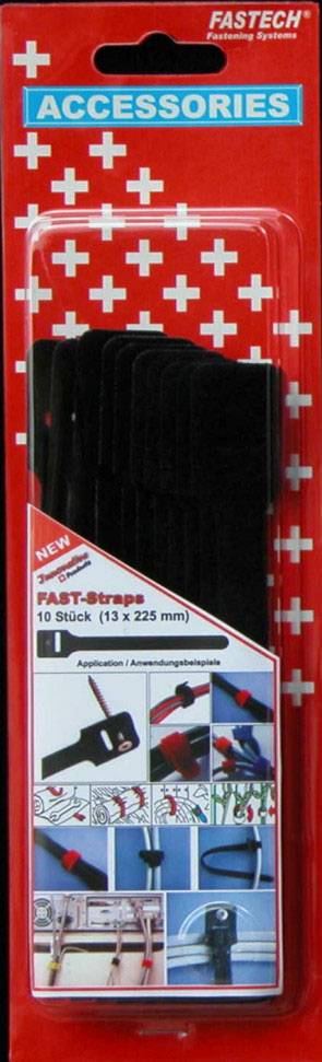 FASTECH® 894-008 Klettkabelbinder zum Anschrauben Haft- und Flauschteil (L x B) 225mm x 13mm Schwarz 10St.