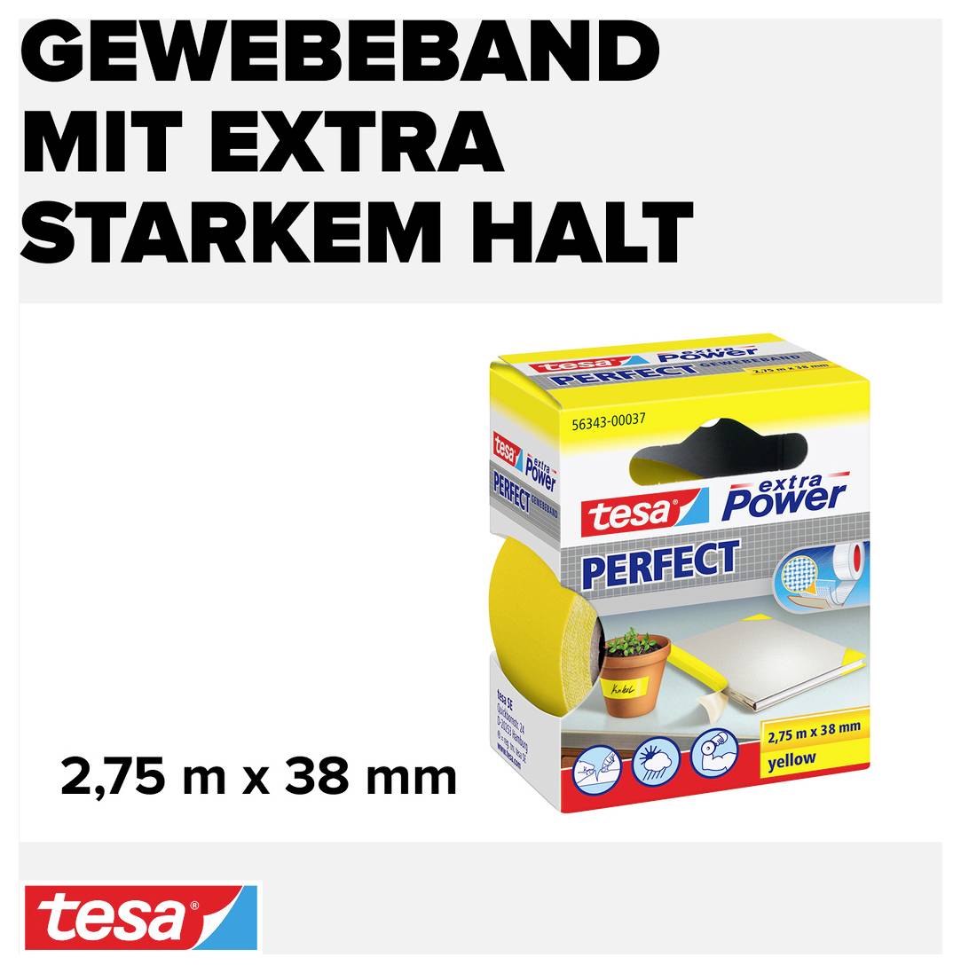 tesa PERFECT 56343-00037-03 Gewebeklebeband tesa® extra Power Gelb (L x B) 2.75 m x 38 mm 1 St.