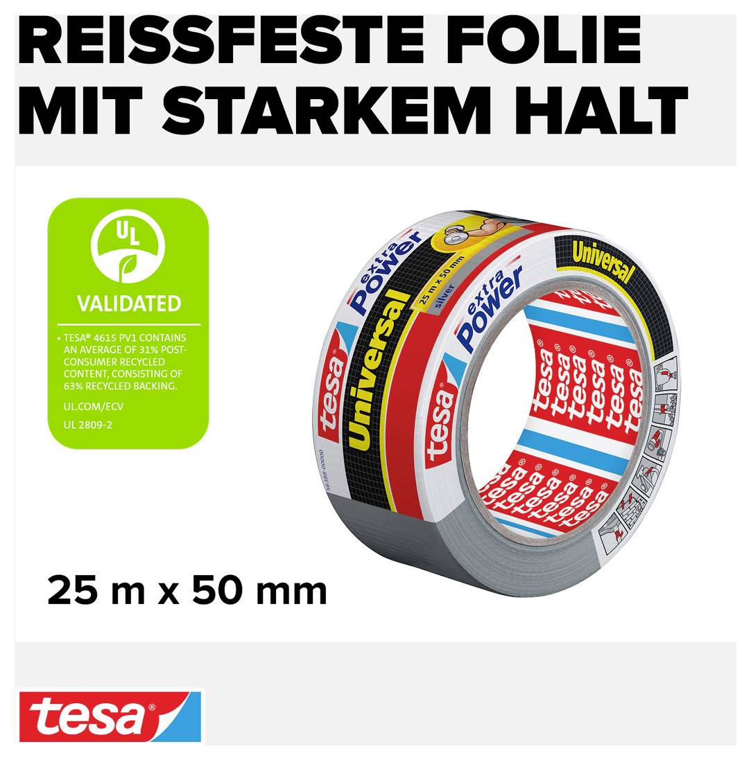 TESA UNIVERSAL 56388-00000-16 Gewebeklebeband tesa® extra Power Silber (L x B) 25m x 50mm 1St.