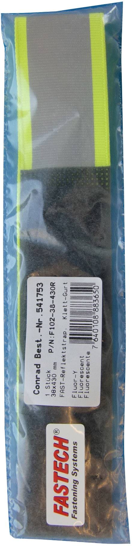 FASTECH® F102-38-430R Klettband mit Reflektor, zum Aufnähen Haft- und Flauschteil (L x B) 430mm x 38mm Neongelb