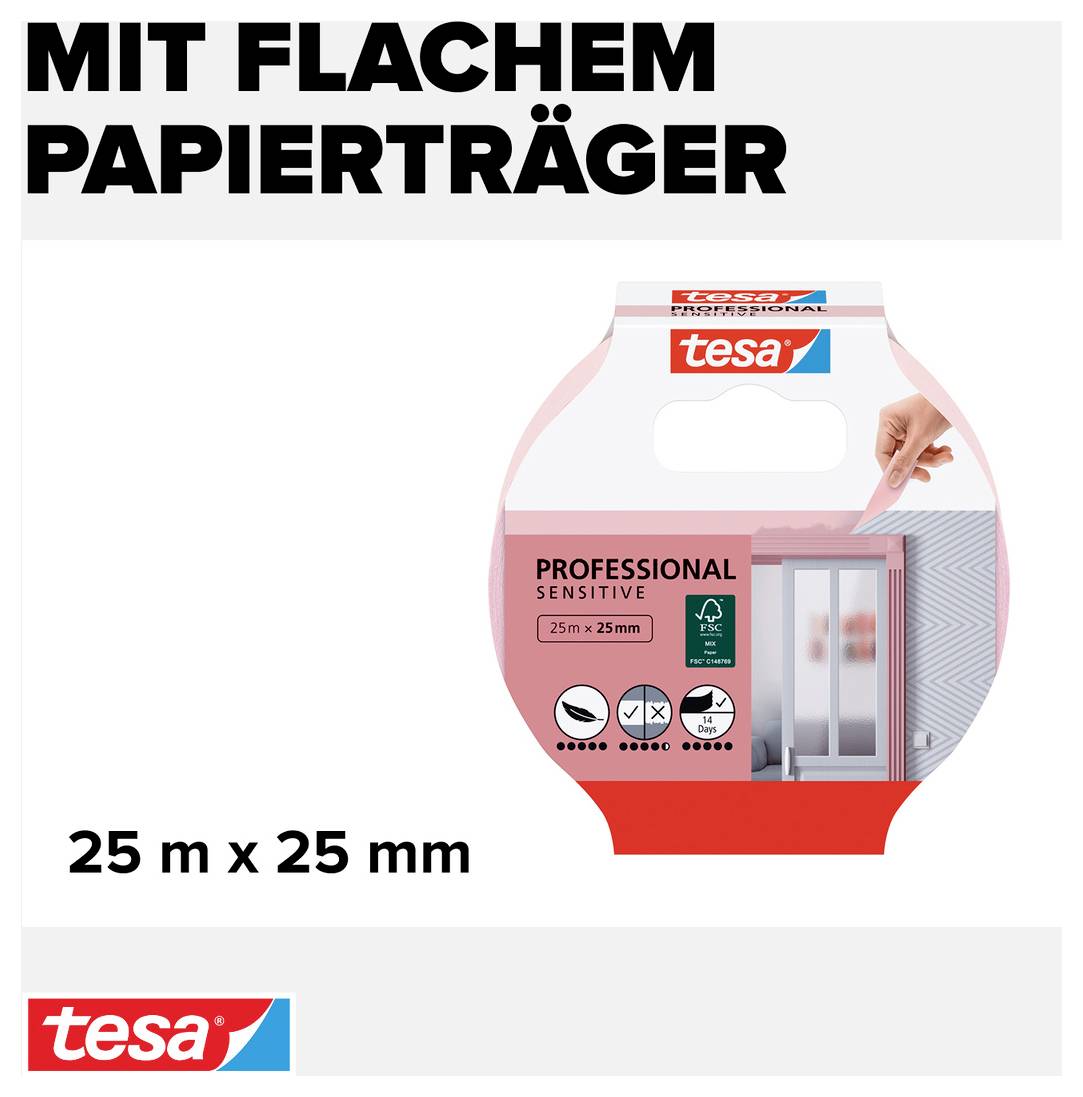 tesa PRECISION SENSITIVE 56260-00000-03 Kreppband tesa® Rosa (L x B) 25 m x 25 mm 1 St.