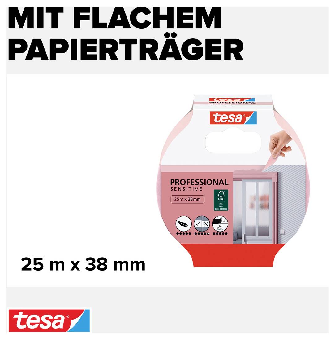 tesa PRECISION SENSITIVE 56261-00000-03 Kreppband tesa® Rosa (L x B) 25 m x 38 mm 1 St.