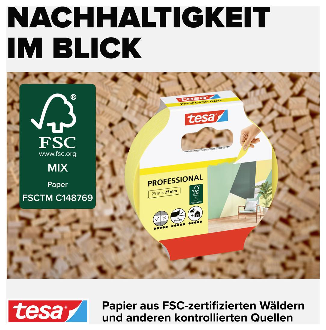 TESA PRECISION INDOOR 56270-00000-01 Kreppband tesa® Gelb (L x B) 25m x 25mm 1St.