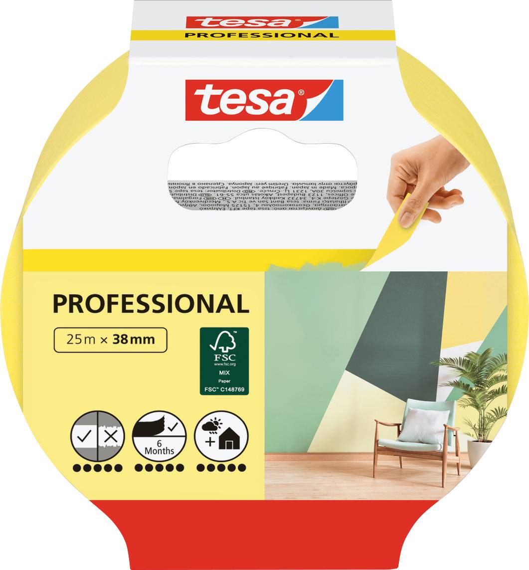 TESA PRECISION INDOOR 56271-00000-01 Kreppband tesa® Gelb (L x B) 25m x 38mm 1St.