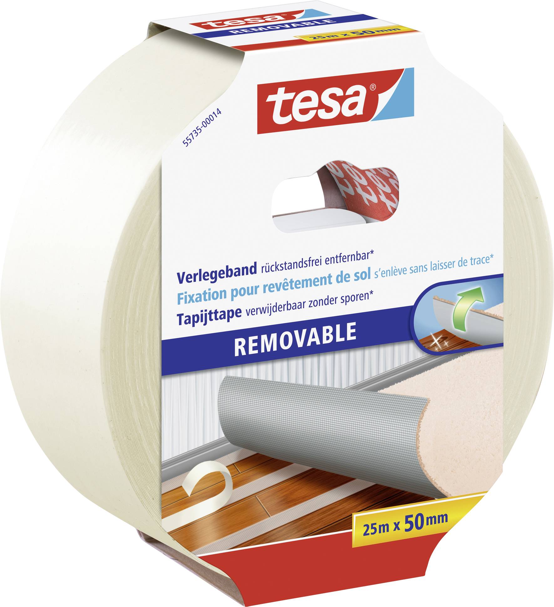 TESA REMOVABLE 55735-00014-11 Verlegeband Beige (L x B) 25m x 50mm 1St.