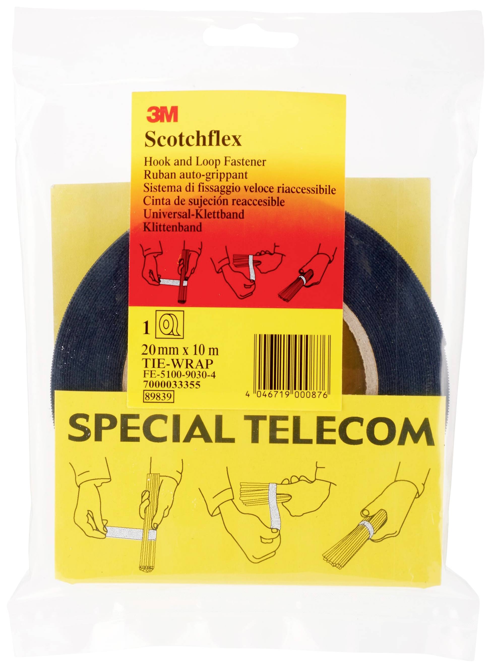 3M FE-5100-9030-4 Klettband zum Bündeln Haft- und Flauschteil (L x B) 10000 mm x 20 mm Schwarz 10 m