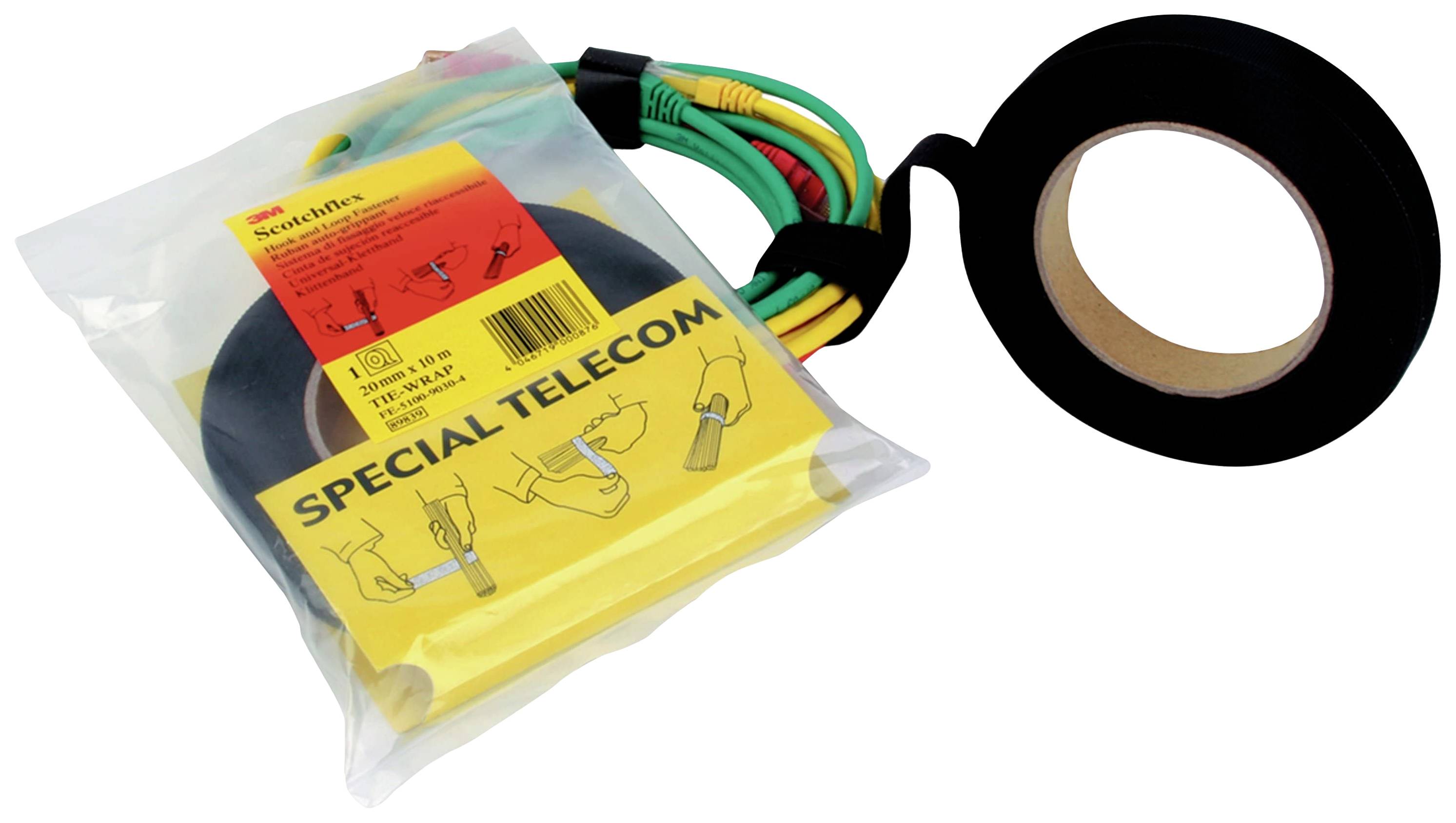 3M FE-5100-9030-4 Klettband zum Bündeln Haft- und Flauschteil (L x B) 10000mm x 20mm Schwarz 10m