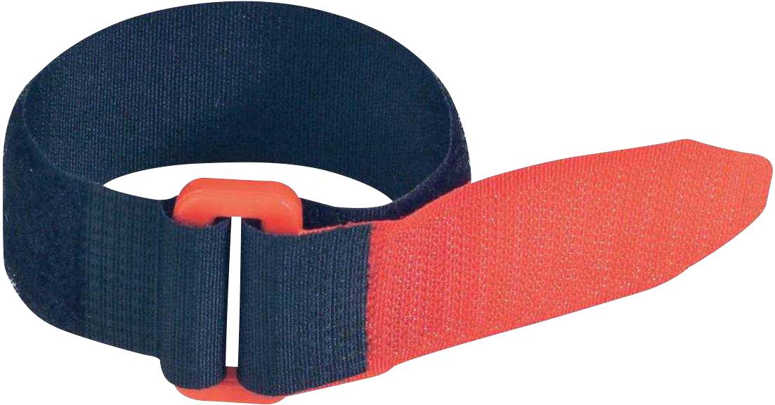 FASTECH® F101-25-195-5 Klettband mit Gurt Haft- und Flauschteil (L x B) 195 mm x 25 mm Schwarz, Rot 5 St.
