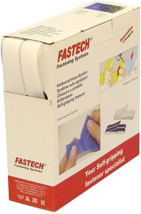 FASTECH® B20-SKL000010 Klettband zum Aufkleben Hotmelt Haft- und Flauschteil (L x B) 10000 mm x 20 mm Weiß 10 m