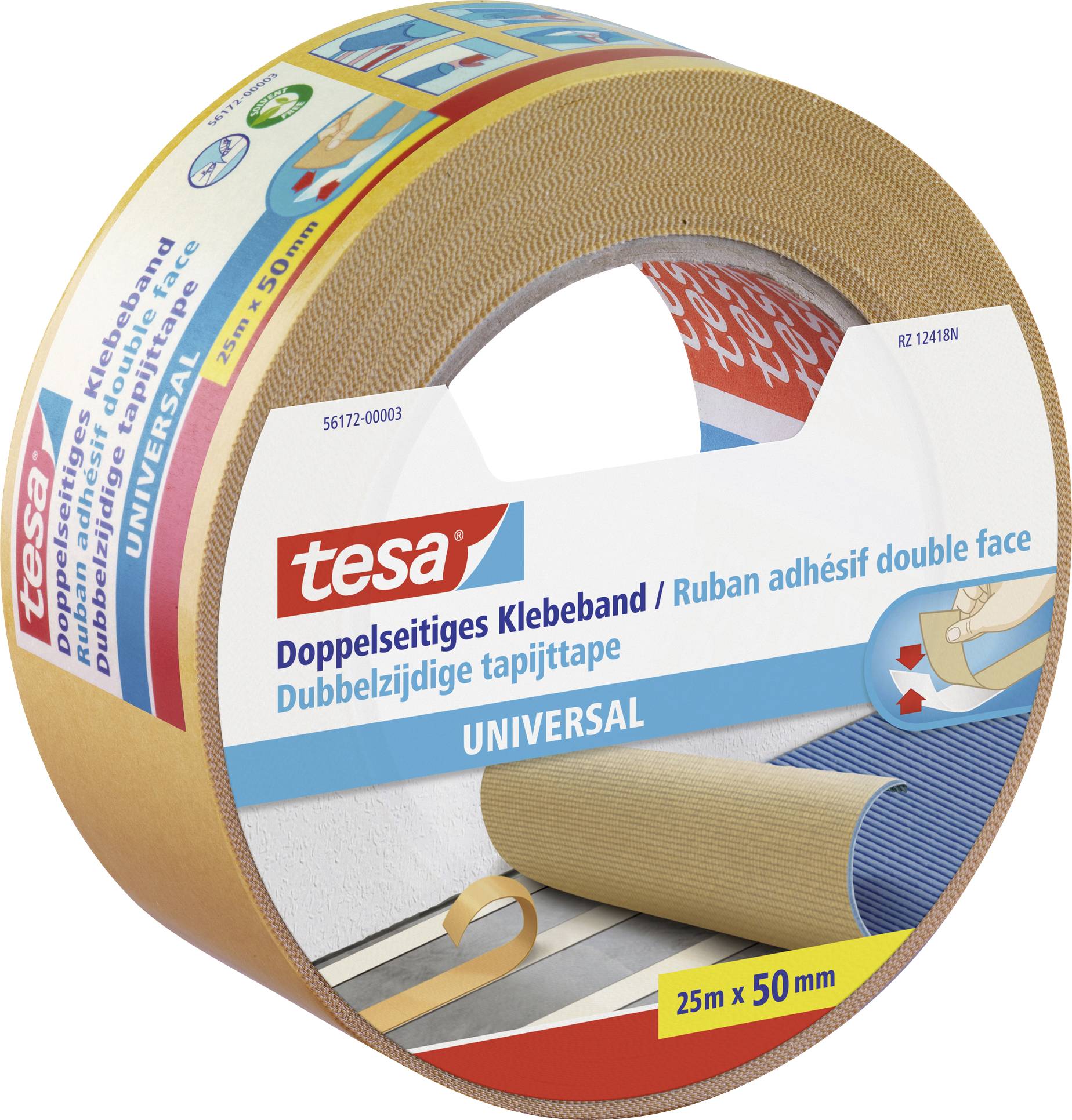 TESA UNIVERSAL 56172-00003-11 Doppelseitiges Klebeband Weiß (L x B) 25m x 50mm 1St.