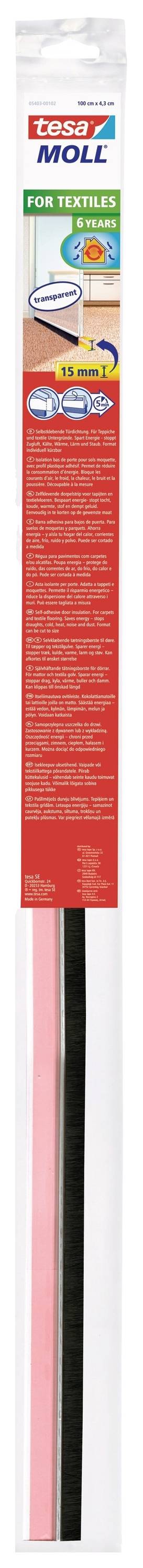 TESA FOR TEXTILES 05403-00102-00 Türdichtschiene tesamoll® Transparent (L x B) 1m x 40mm 1St.