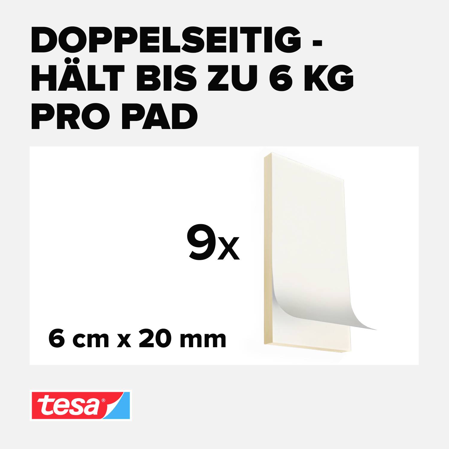 TESA ULTRA STRONG 55790-00001-00 Doppelseitige Klebepads tesa® Powerbond Weiß (L x B) 60mm x 20mm 1St.