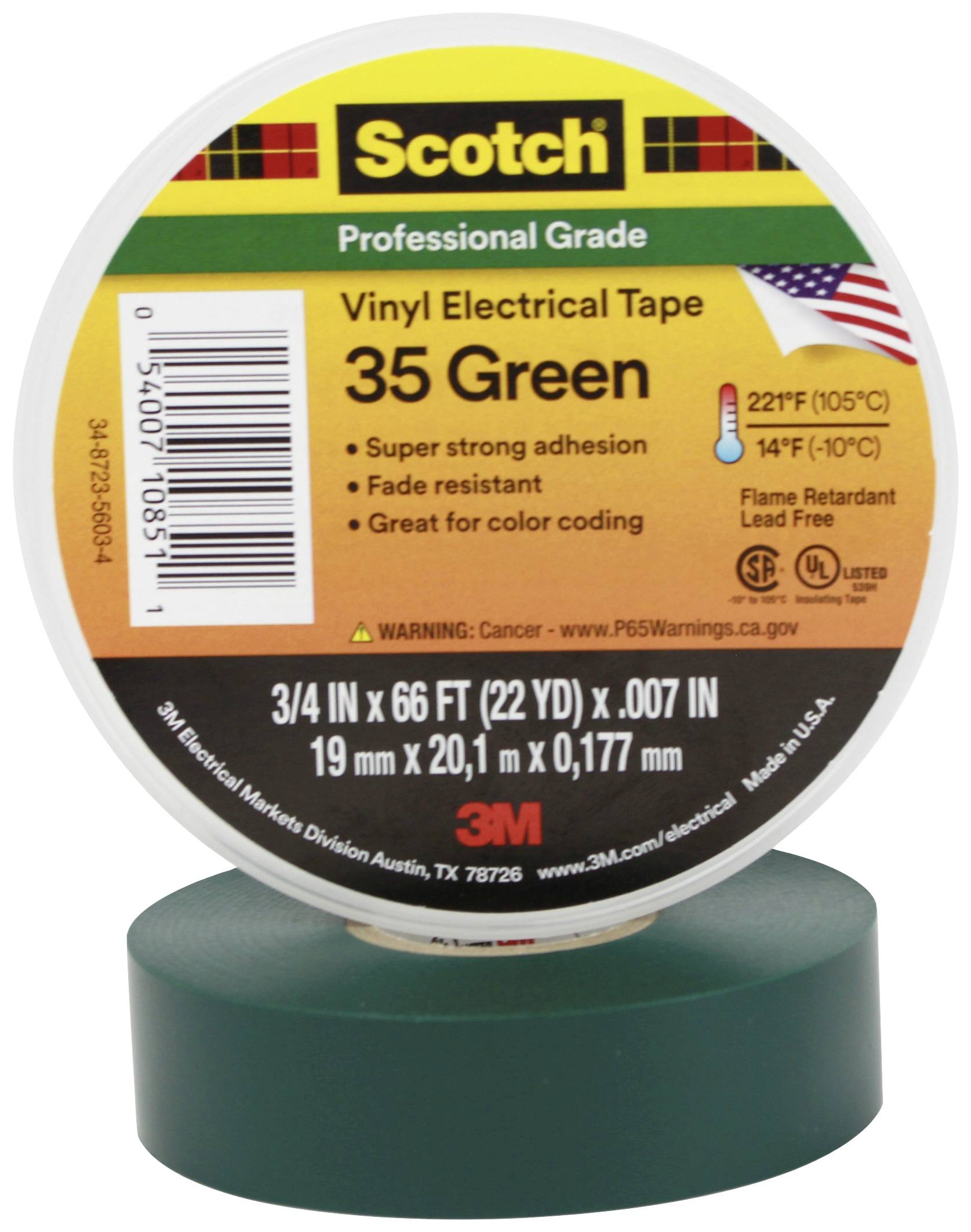 Scotch Scotch™ 35 SCOTCH35-19X20GN Isolierband Scotch® 35 Grün (L x B) 20m x 19mm 1St.