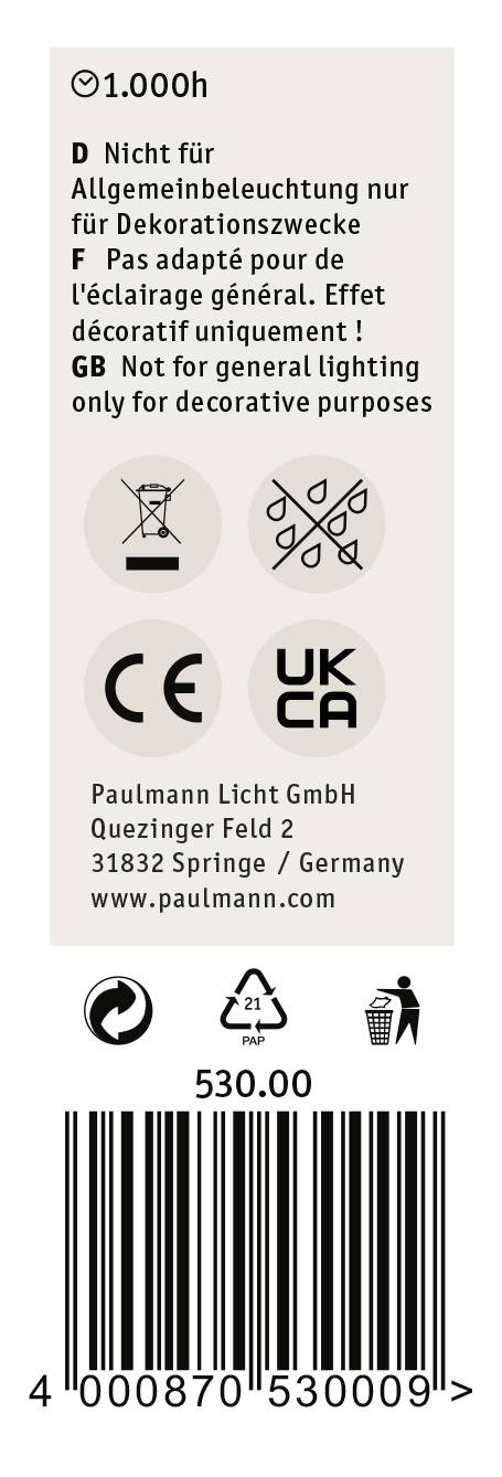 Paulmann Glühlampe 97mm 230V E14 3W Klar Kerzenform Inhalt 1St.