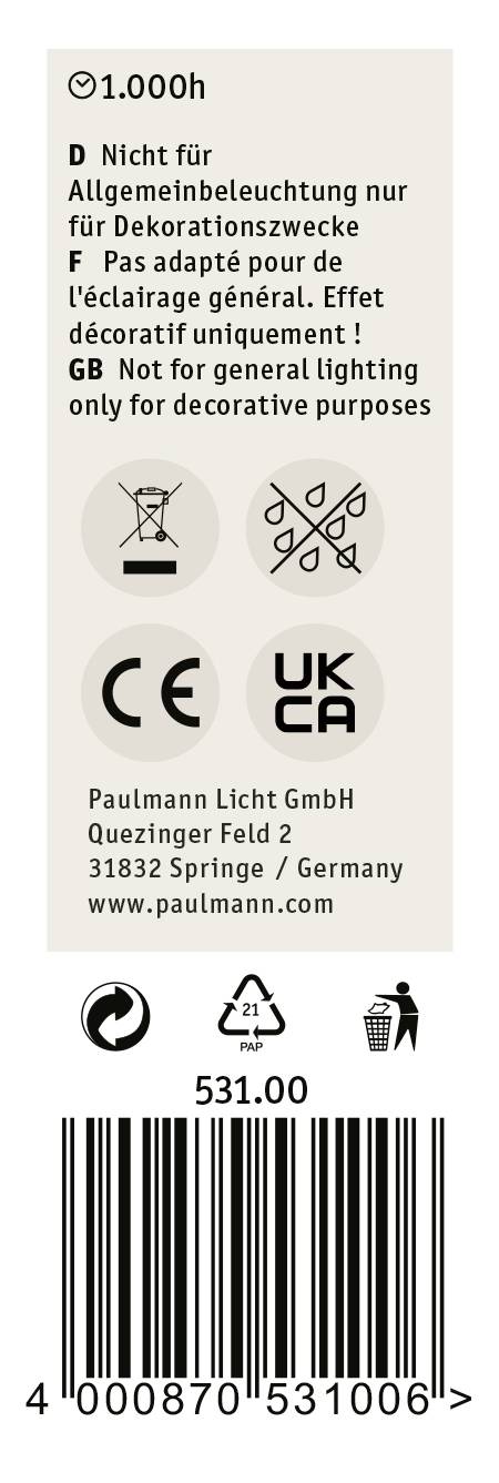 Paulmann Glühlampe 90mm 230V E27 3W Klar Kerzenform Inhalt 1St.