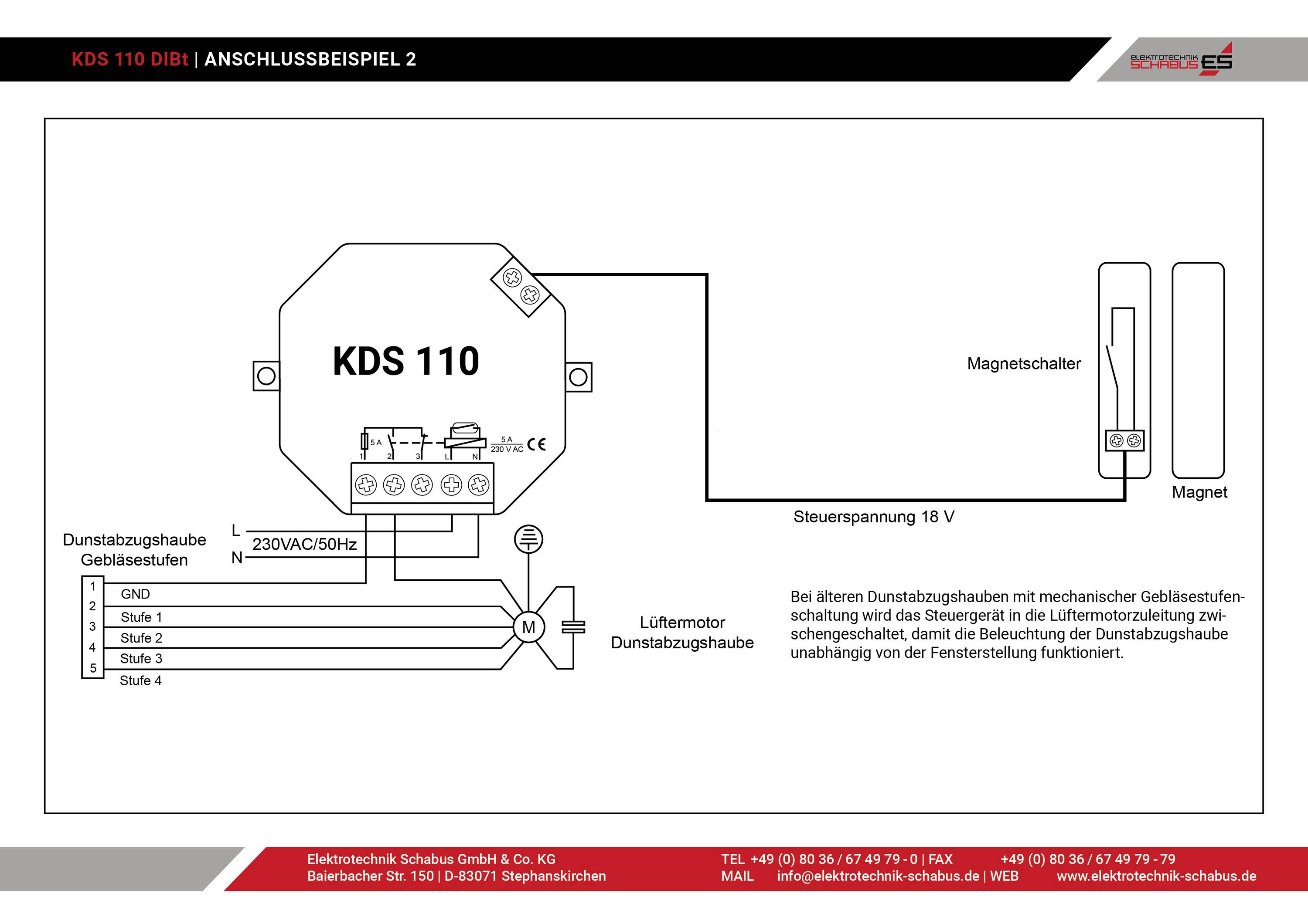 Schabus Kabel-Abluftsteuerung KDS110 1150 W Weiß Zulassungen (Abluftsteuerung): DIBt